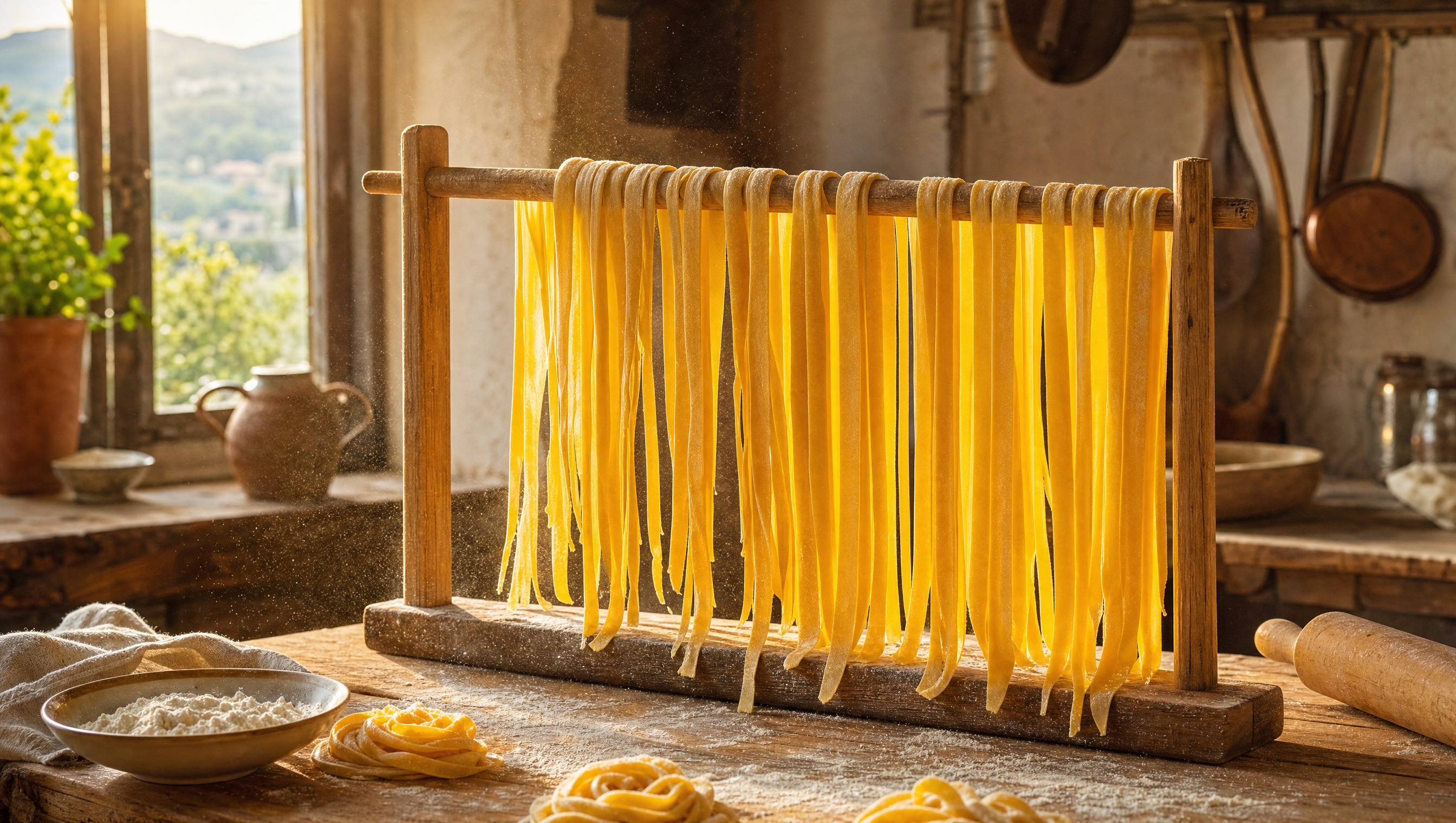La pasta recién hecha, presentada con amor