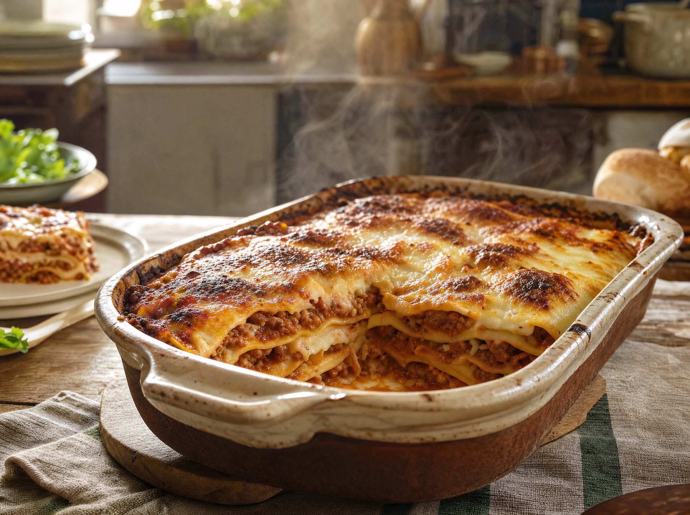 Lasaña casera gratinada al horno