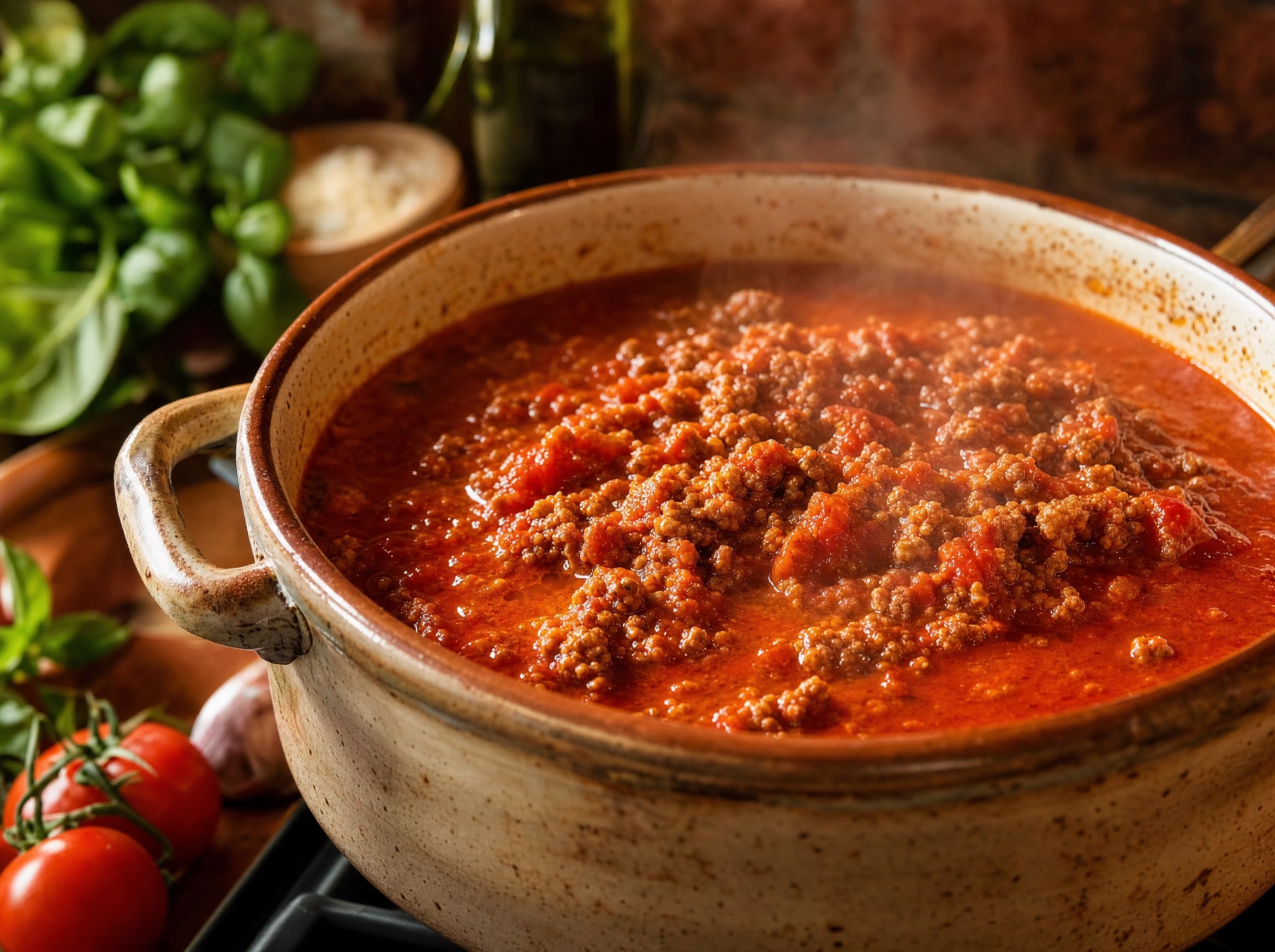 Ravioles bañados en salsa de tomate